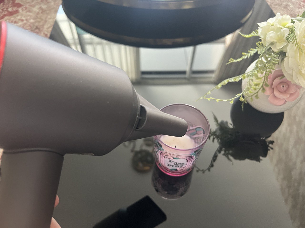Hairdryer method getting wax out of candle jar