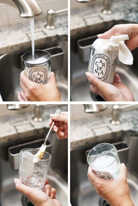 hot water method getting out wax from candle jar